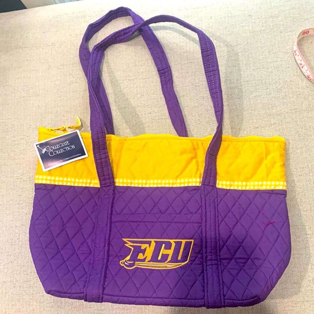 NWT East Carolina quilted tote with six inside pockets and one outside pocket
